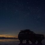 ウユニ塩湖のサンセットツアーへ。綺麗な鏡張りのサンセットも星空も観れず。夕方は風が強く条件悪しです。